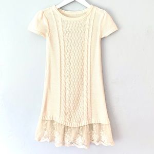 MINI BODEN dress, 9-10 years, cable knit w LACE